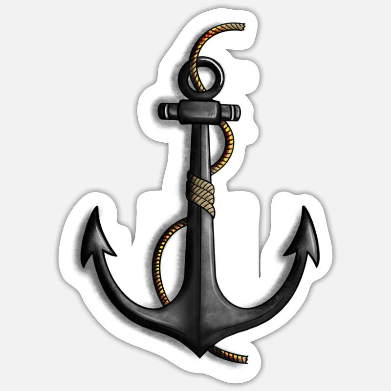 Anchor with dew - Sticker size S (10 x 10 cm) - white matte