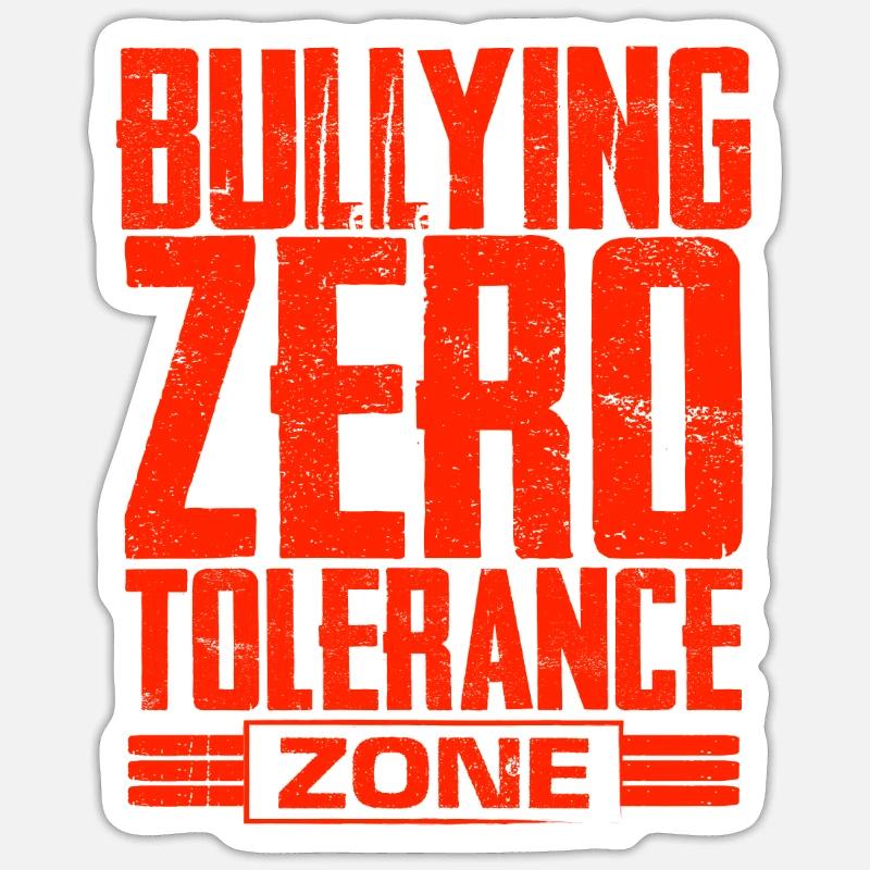 Cadeaux anti-intimidation Zone de tolérance zéro Non - Sticker taille S (10 x 10 cm) - blanc mat