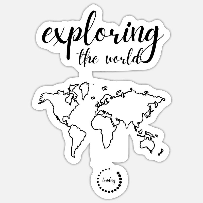 EXPLORING THE WORLD Geschenkidee Humor Reise Sticker Größe S (10 x 10 cm)