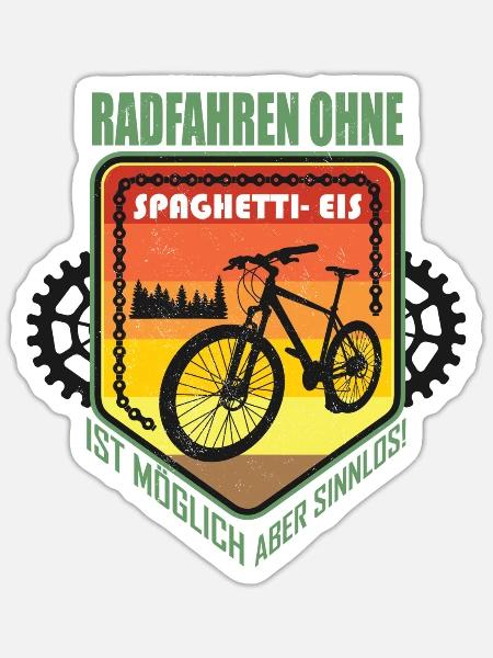 RADFAHREN OHNE SPAGHETTI-EIS IST MÖGLICH - Sticker Größe S (10 x 10 cm) - Mattweiß