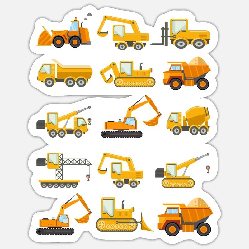Construction Diggers Trucks Vehicles Design Sticker size S (10 x 10 cm)