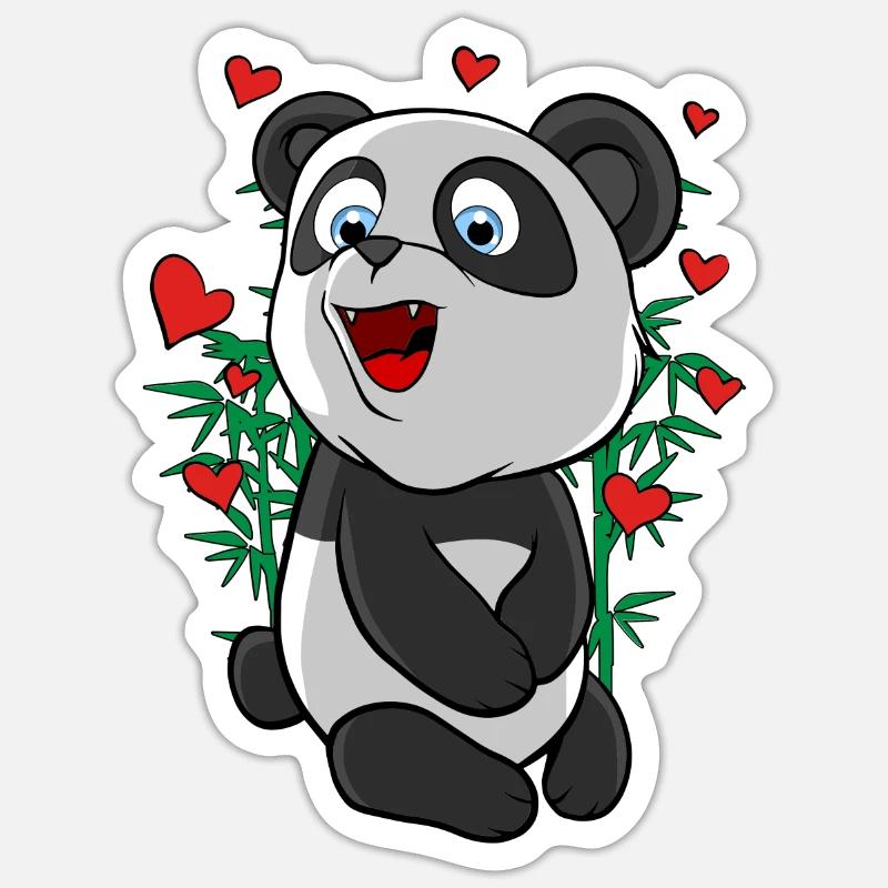 Panda with Hearts Panda Bear - Sticker size S (10 x 10 cm) - white matte