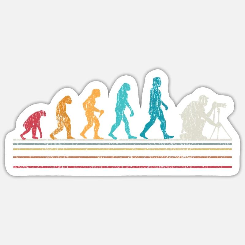 Fotograf Evolution - Sticker Größe S (10 x 10 cm) - Mattweiß