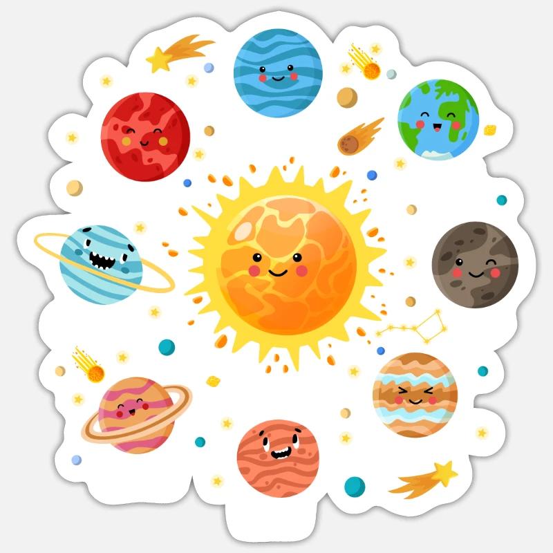 Solar System Space Planets for a sience lover - Sticker size S (10 x 10 cm) - white matte