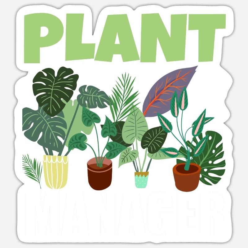 Plant Manager Jardinier - Sticker taille S (10 x 10 cm) - blanc mat