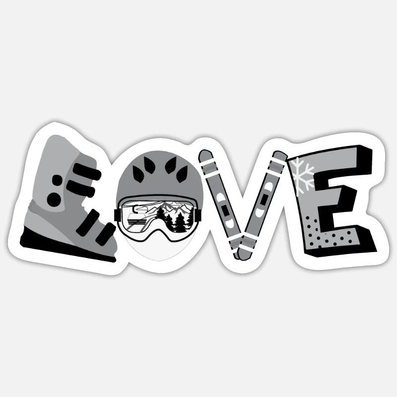 Ski - Sticker taille S (10 x 10 cm) - blanc mat