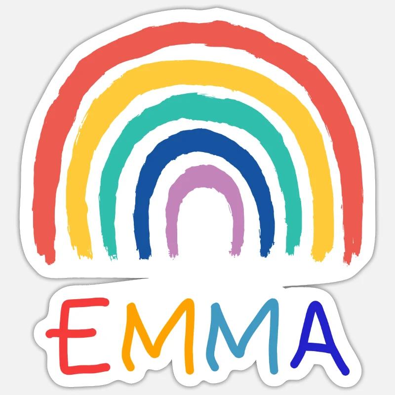 Emma Mädchen Name Kinder Regenbogen - Sticker Größe S (10 x 10 cm) - Mattweiß