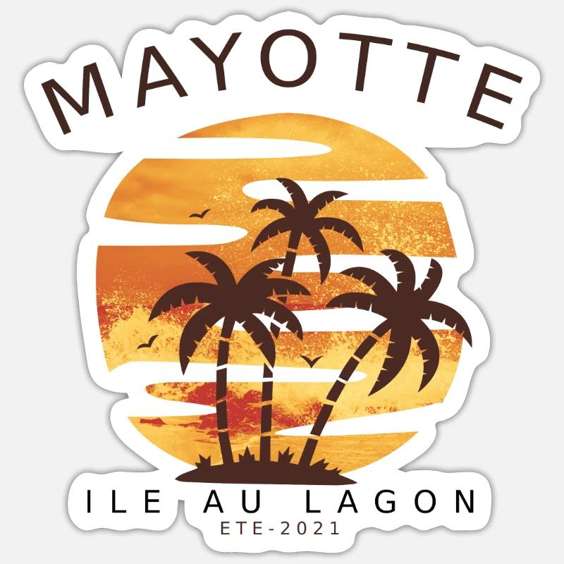 plage mayotte tshirt blanc Sticker taille S (10 x 10 cm)