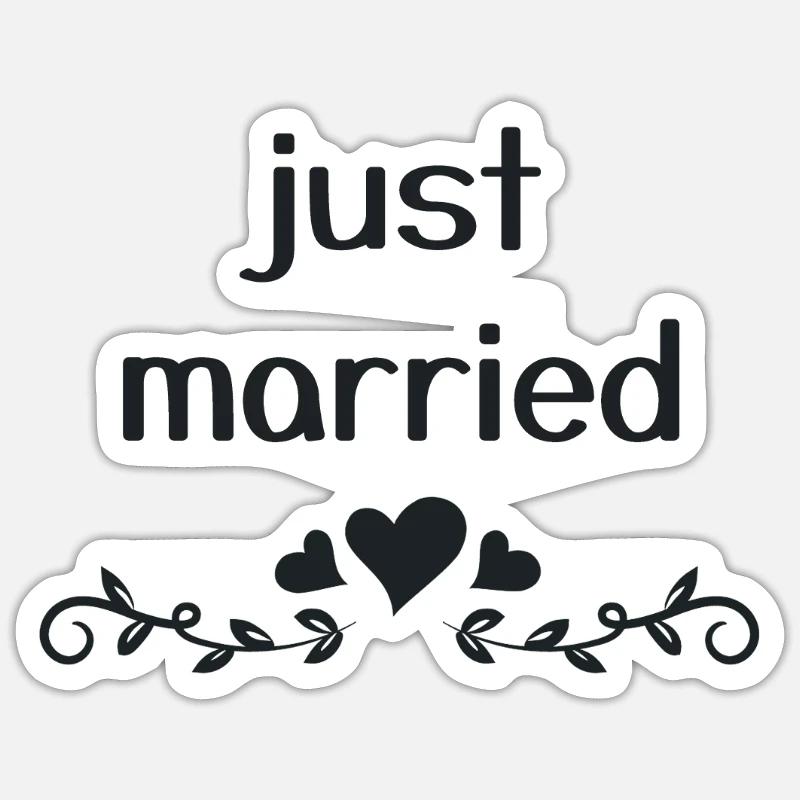 just married - Sticker taille S (10 x 10 cm) - blanc mat