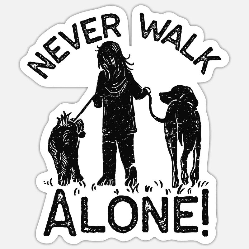 Chiens / Chiens - Never walk alone - Sticker taille S (10 x 10 cm) - blanc mat