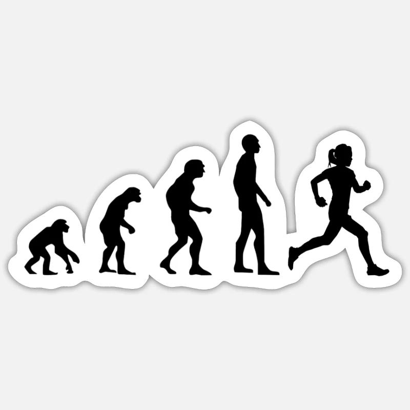Evolution Joggen Läuferin Sticker Größe S (10 x 10 cm)