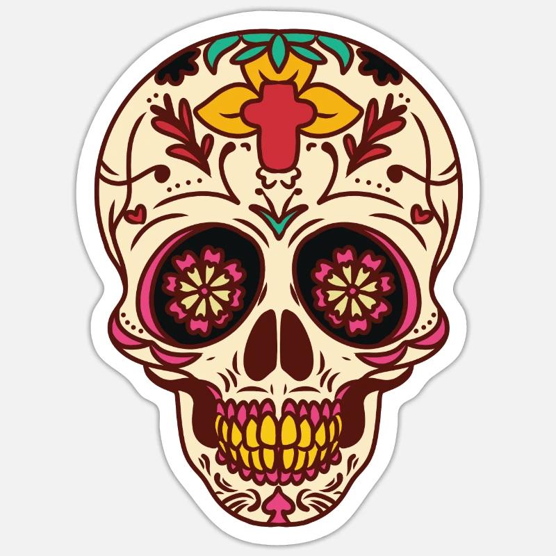 Cinco de Mayo Skull - Sticker Größe S (10 x 10 cm) - Mattweiß