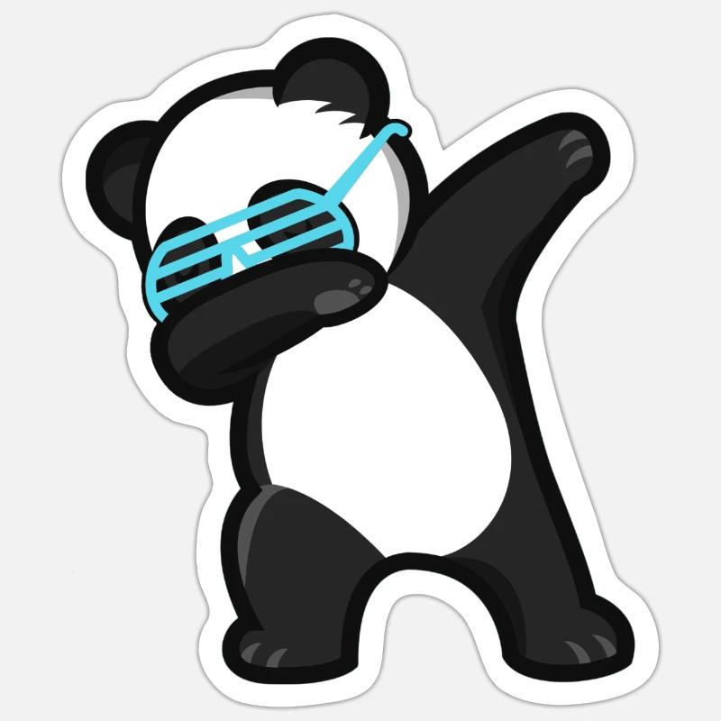 Dabbing Panda Pandabär - Sticker Größe S (10 x 10 cm) - Mattweiß