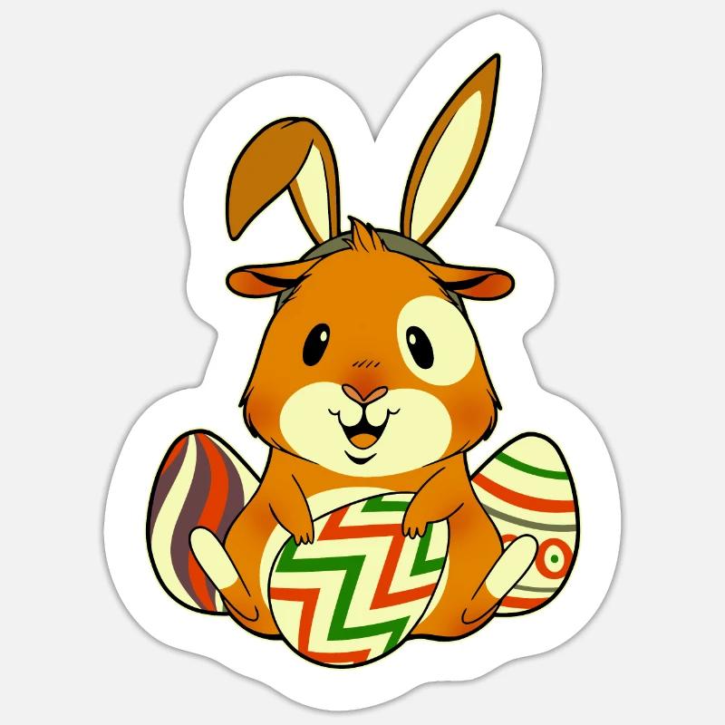 Guinea pig as Easter - Sticker size S (10 x 10 cm) - white matte