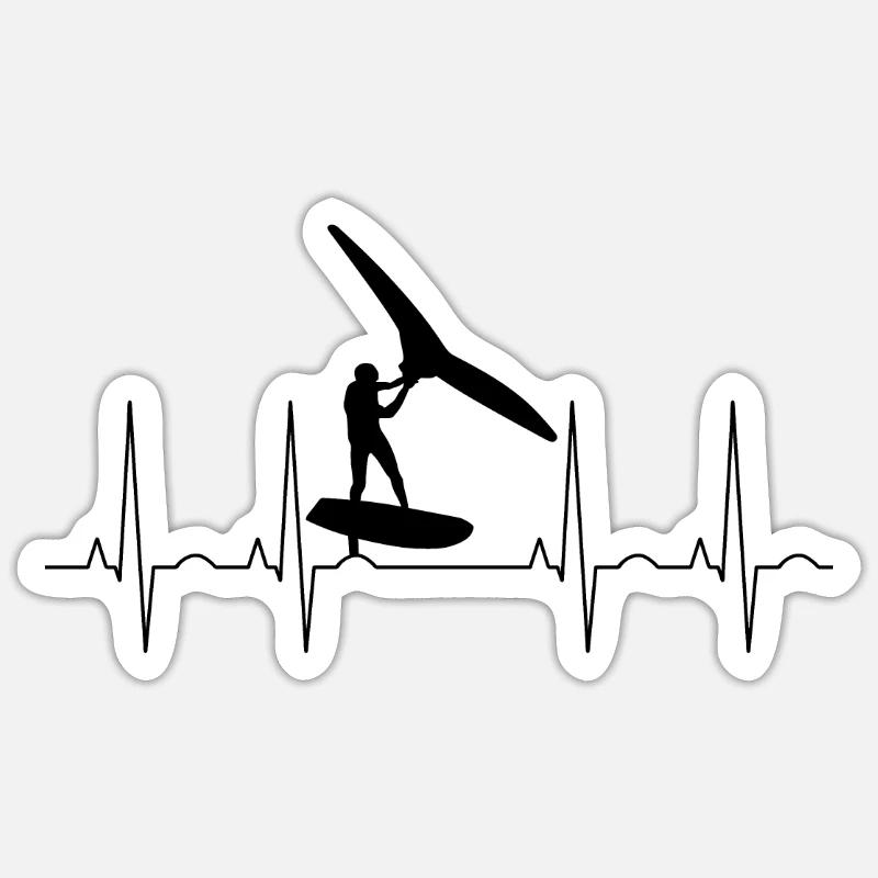 Wingfoil Puls Frequenz - Sticker Größe S (10 x 10 cm) - Mattweiß