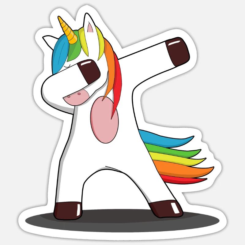 Dabbing Unicorn dabbendes Einhorn Geschenkidee Sticker Größe S (10 x 10 cm)