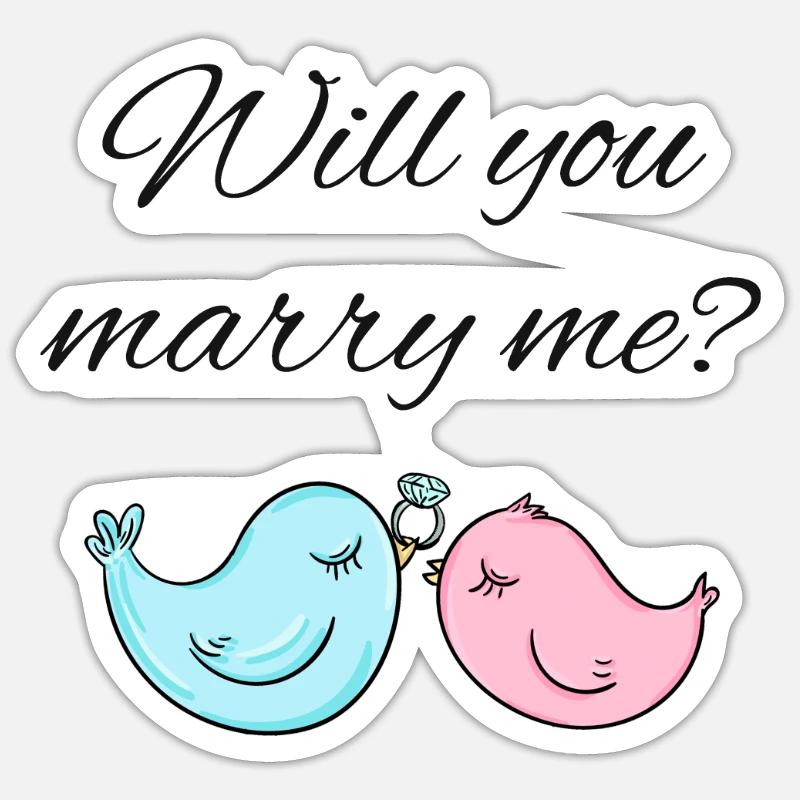 Demande de mariage - Sticker taille S (10 x 10 cm) - blanc mat