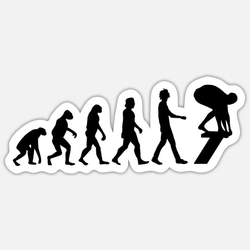 Schwimmer Evolution Schwimmen Geschenk Sticker Größe S (10 x 10 cm)
