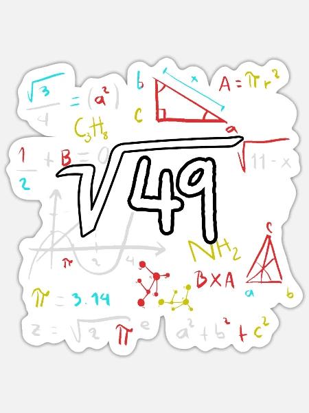 7. Geburtstag Wurzel aus 49 = 7 Jahre Geburtstag - Sticker Größe S (10 x 10 cm) - Mattweiß