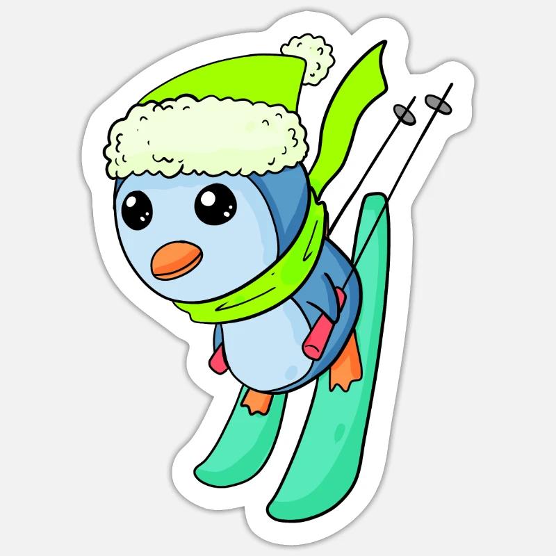 Skiing - Sticker size S (10 x 10 cm) - white matte