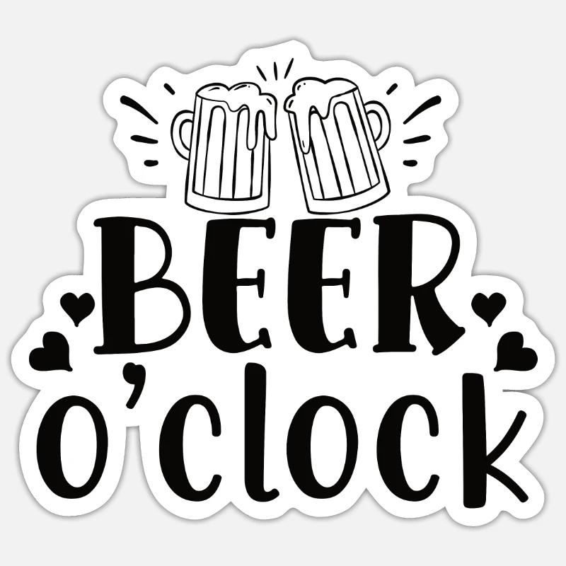 Beer o'clock - Sticker Größe S (10 x 10 cm) - Mattweiß
