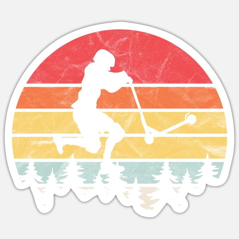 Scooter Stunt Roller Retro Idée cadeau - Sticker taille S (10 x 10 cm) - blanc mat