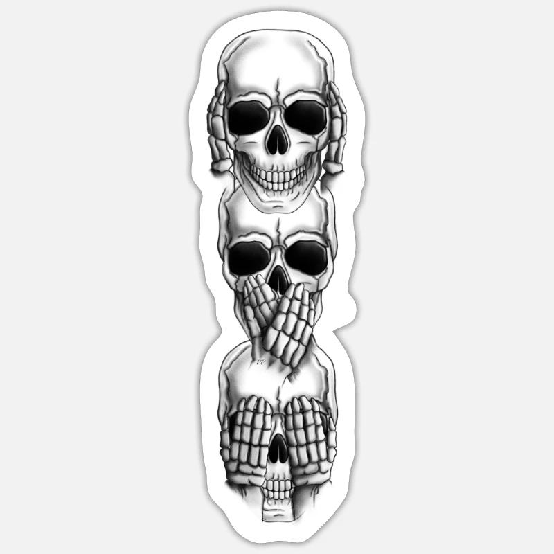 Crâne gestes vertical Sticker taille S (10 x 10 cm)