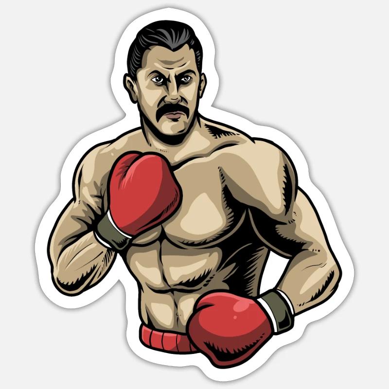 Boxen Boxkampf Boxer - Sticker Größe S (10 x 10 cm) - Mattweiß