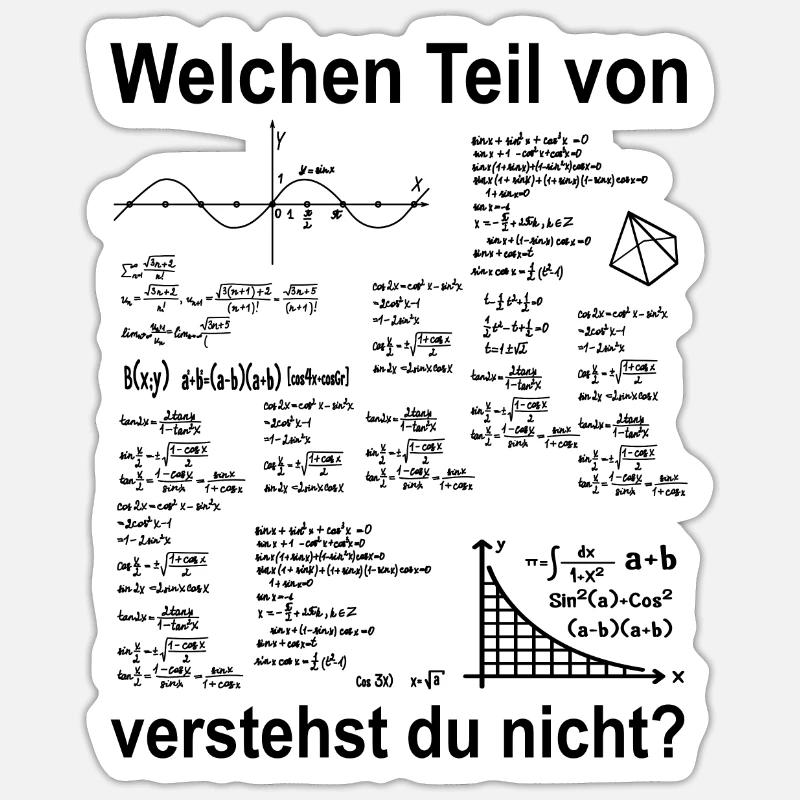 Mathematik Algebra Mathelehrer Studium Uni Abitur Sticker Größe S (10 x 10 cm)