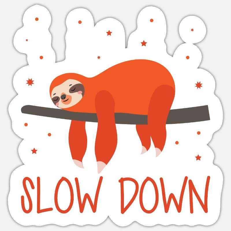 Sloth Slow Down - Sticker size S (10 x 10 cm) - white matte