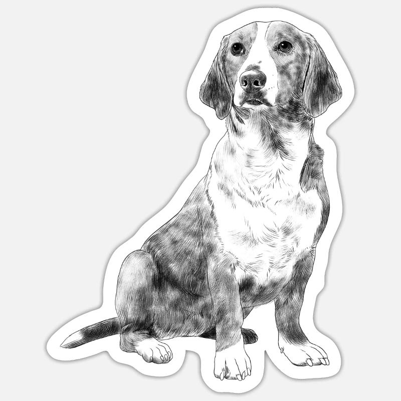 Sitzender Westfälische Dachsbracke Hund - Sticker Größe S (10 x 10 cm) - Mattweiß