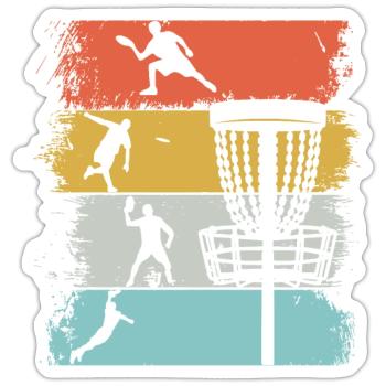 Vintage Retro Discgolf Team Outfit - Sticker Größe S (10 x 10 cm) - Mattweiß - Vorne