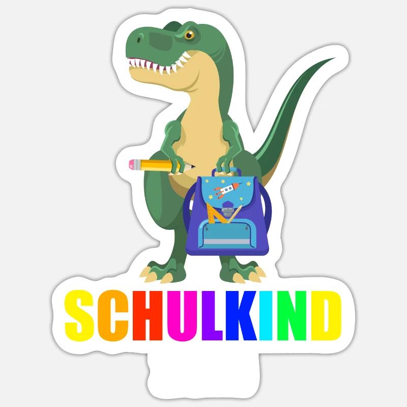 Schulkind 2021 - 1. Klasse Einschulung Dino T-Rex - Sticker Größe S (10 x 10 cm) - Mattweiß