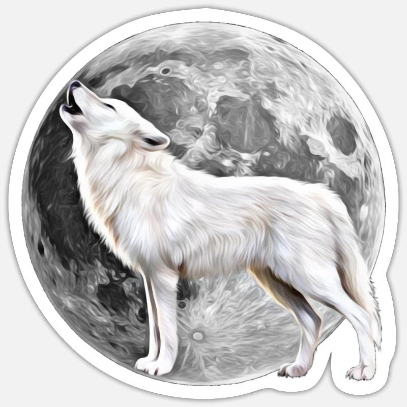 Wolf - Sticker taille S (10 x 10 cm) - blanc mat