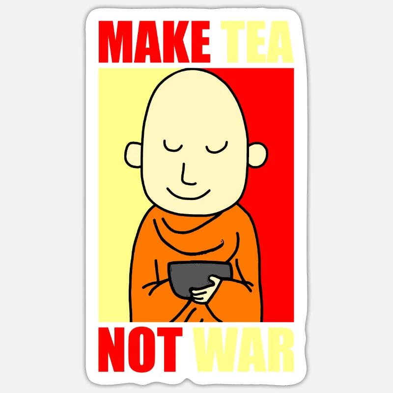 MAKE TEA NOT WAR Liebe Friede Tee Trinker Sticker Größe S (10 x 10 cm)