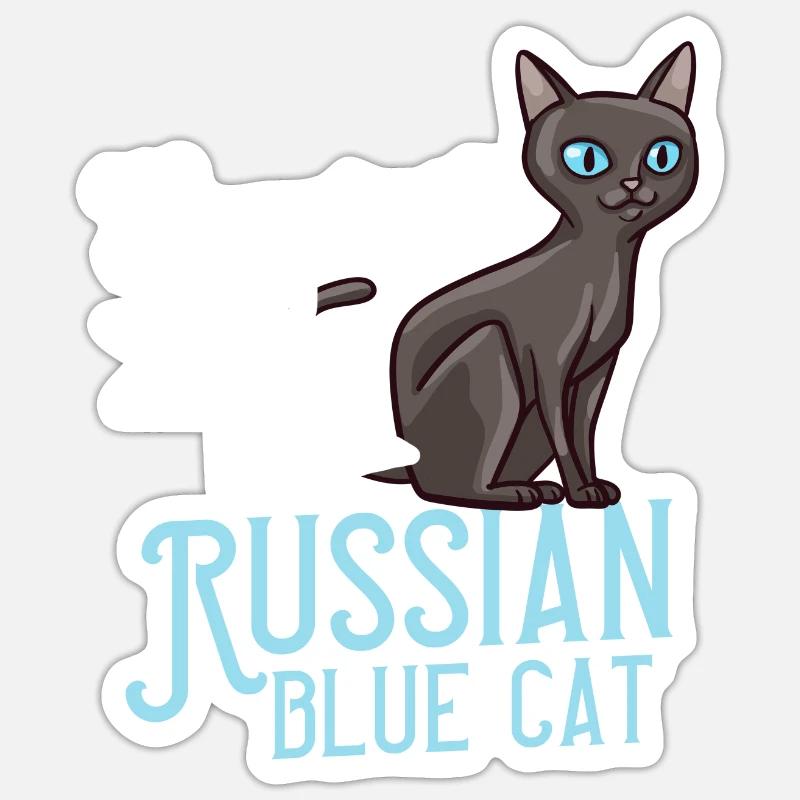 Russe chat chat de chat domestique chat chat propriétaire - Sticker taille S (10 x 10 cm) - blanc mat