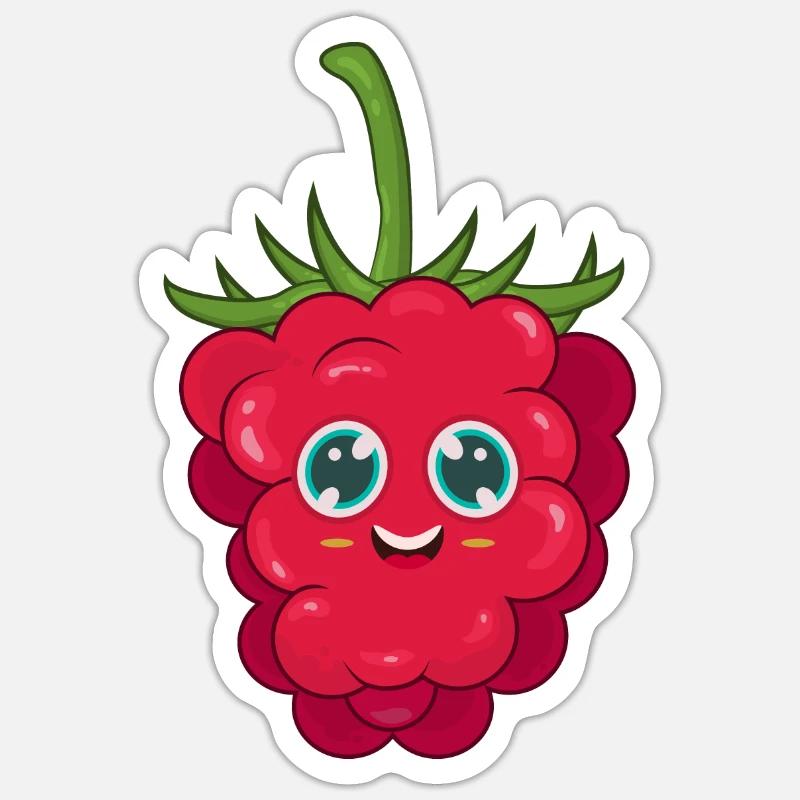 Himbeere - Sticker Größe S (10 x 10 cm) - Mattweiß