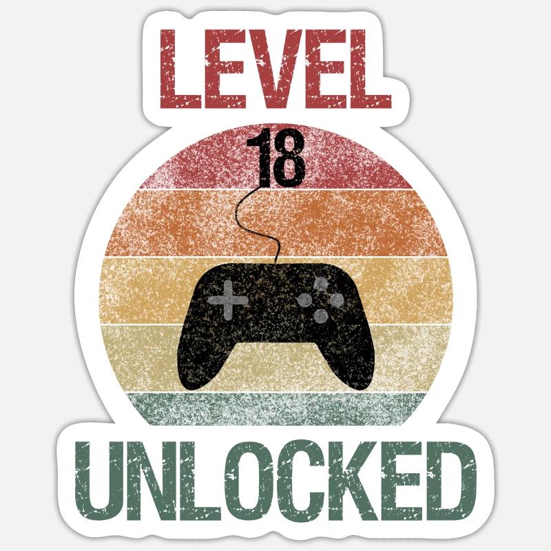 Level 18 unlocked - Sticker size S (10 x 10 cm) - white matte