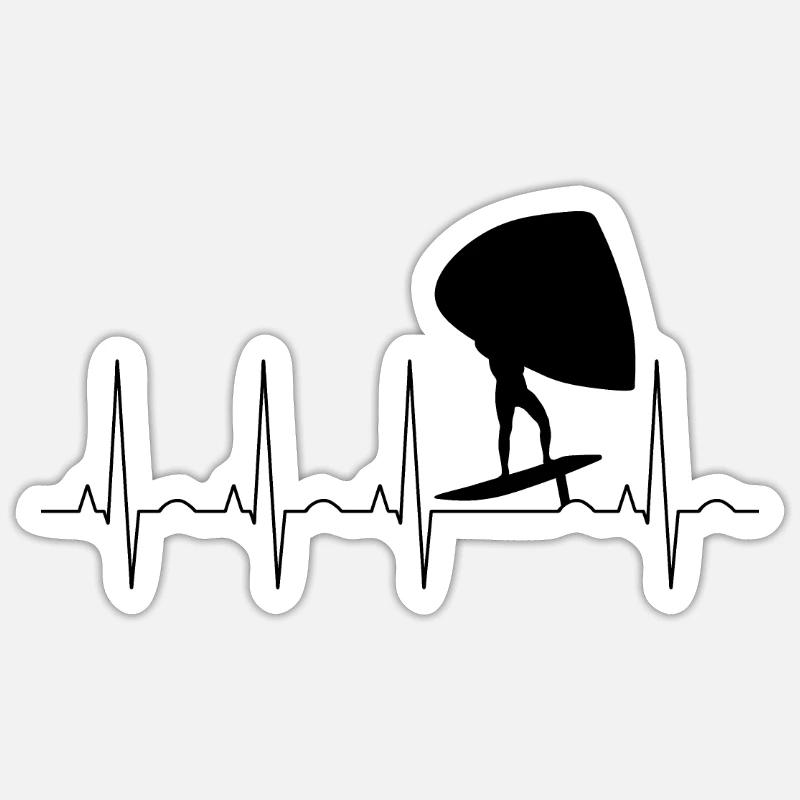 Wingfoiler Puls Frequenz - Sticker Größe S (10 x 10 cm) - Mattweiß