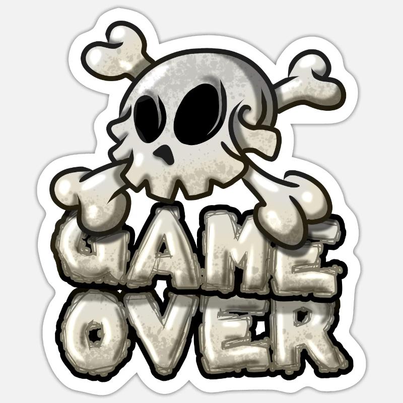 Game Over - Sticker Größe S (10 x 10 cm) - Mattweiß