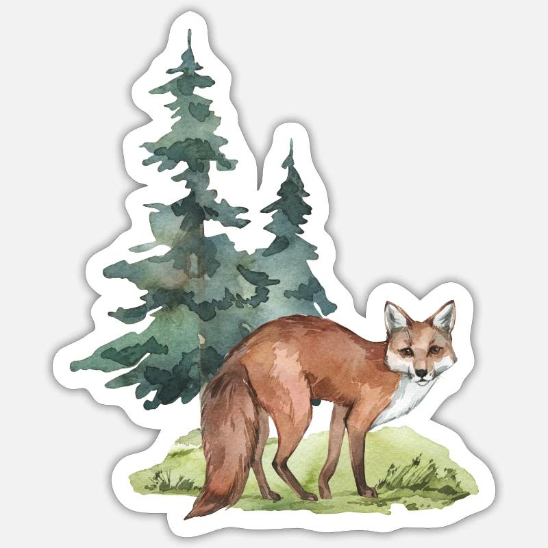 Fuchs Wald - Sticker Größe S (10 x 10 cm) - Mattweiß