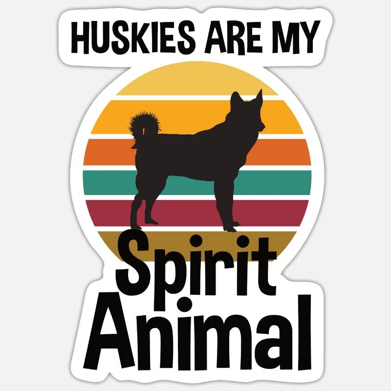 Husky Retro Design Geschenk Sticker Größe S (10 x 10 cm)