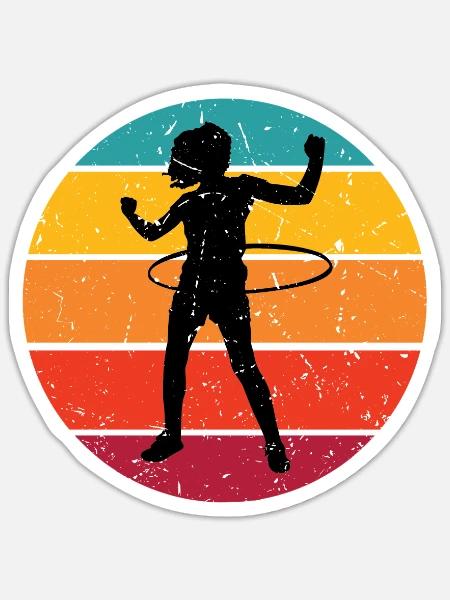 Hullern Hula und Hoop Vintage Logo - Sticker Größe S (10 x 10 cm) - Mattweiß