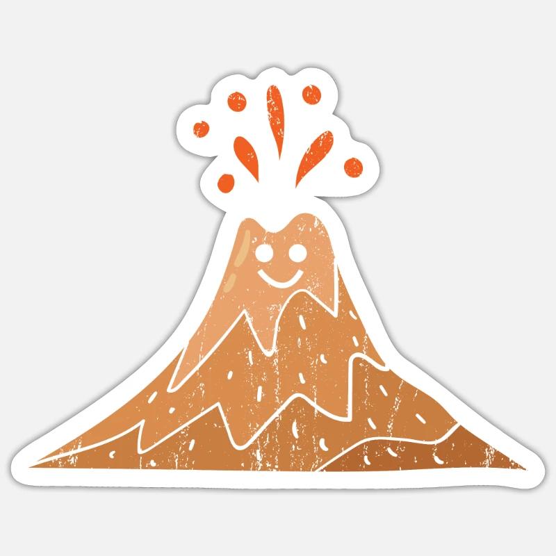 Cool volcan design - Sticker taille S (10 x 10 cm) - blanc mat