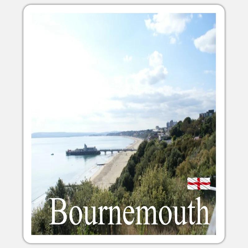 Bournemouth, Angleterre - Sticker taille S (10 x 10 cm) - blanc mat