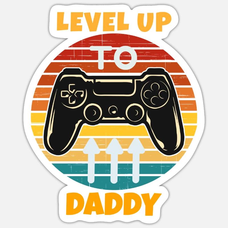 Leveled Up To Daddy - Sticker Größe S (10 x 10 cm) - Mattweiß