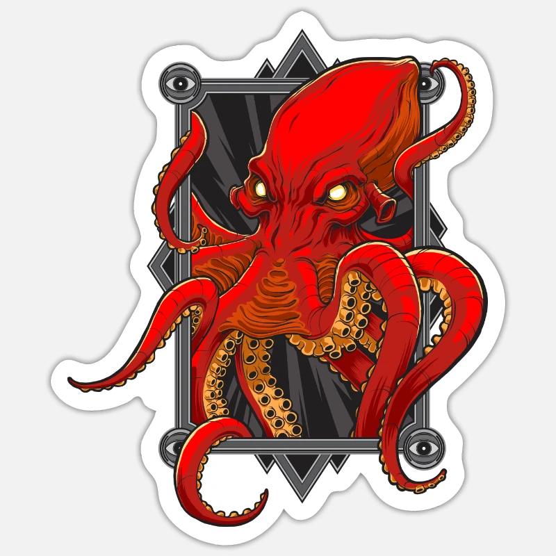 Pieuvres - Sticker taille S (10 x 10 cm) - blanc mat