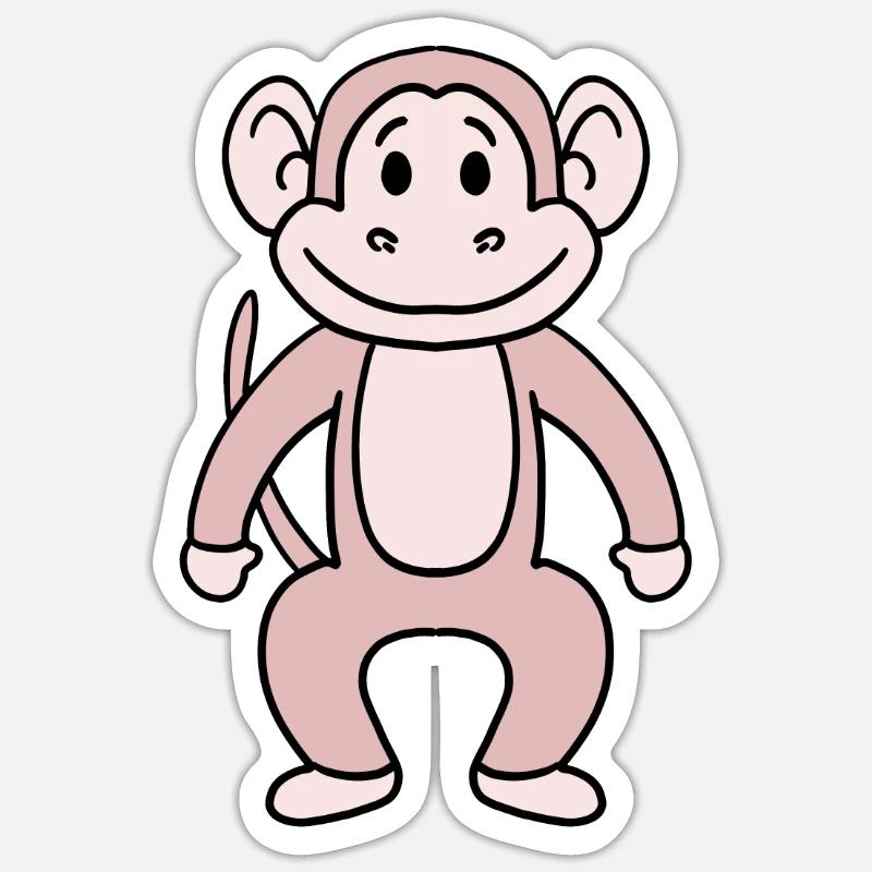 Singe - Sticker taille S (10 x 10 cm) - blanc mat