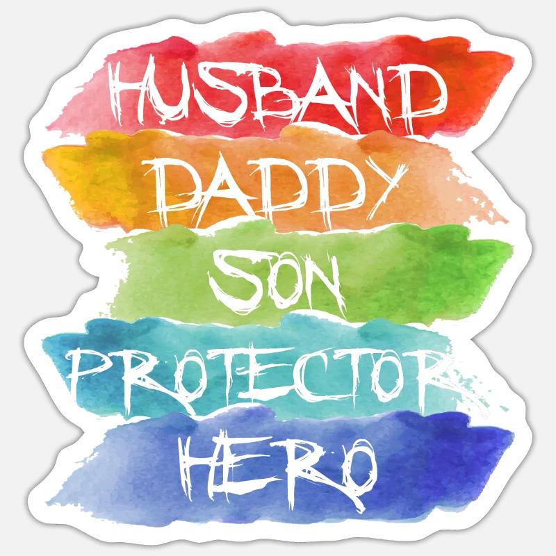 Ehemann Daddy Sohn Beschützer Held - Sticker Größe S (10 x 10 cm) - Mattweiß