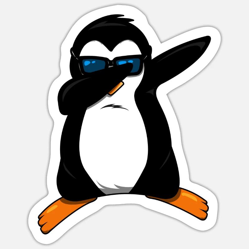 Dabbing penguin cuddly - Sticker size S (10 x 10 cm) - white matte